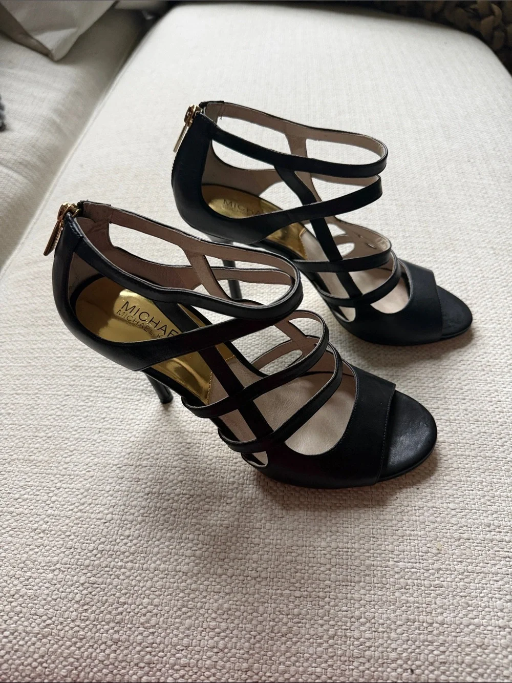 Michael Kors Black Strappy Open-Toe Heels